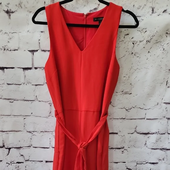 Banana Republic Red Sleeveless V-Neck Jumpsuit Size 4 Elegant Vibrant Long EUC - Picture 4 of 8